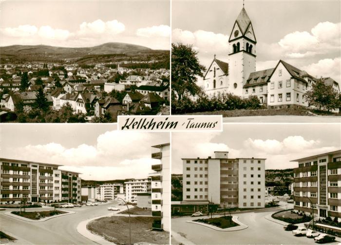 Kelkheim Stadtpanorama Kirche Wohnsiedlung Hochhaeuser