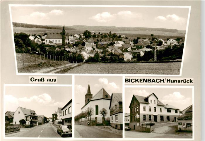Bickenbach Hunsrueck Panorama Dorfstrasse Kirche Gasthaus Gemischtwaren