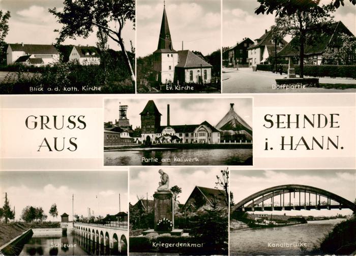 Sehnde Motiv mit Kirche Dorfpartie Kaliwerk Schleuse Kriegerdenkmal Kanalbruecke