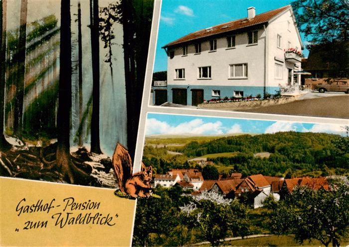 Trauzenbach Grosserlach Gasthof Pension zum Waldblick Ortsansicht Eichhoernchen