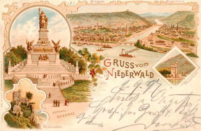 Ruedesheim am Rhein Niederwald Denkmal Burg Rheinstein Maeusethurm