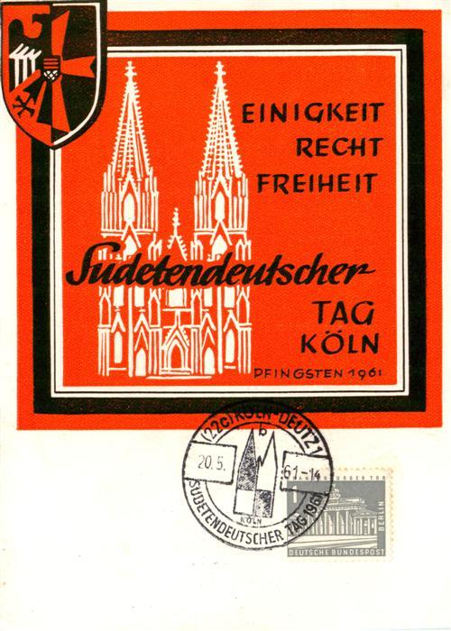 Koeln  Rhein Sudetendeutscher Tag Koeln mit Dom Plakat