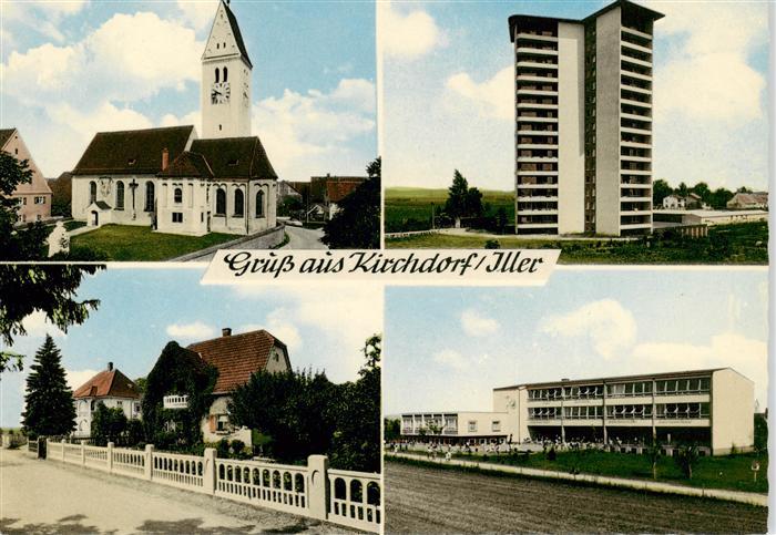 Kirchdorf Iller Teilansichten Kirche Hochhaus Schule