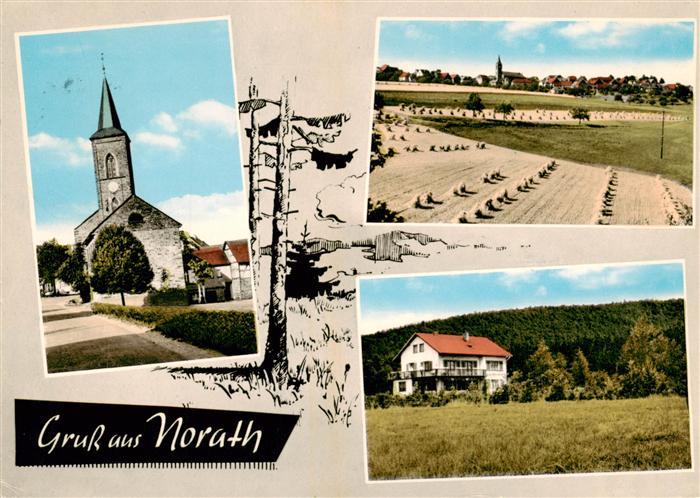 Norath Panorama Luftkurort Blick ueber die Felder Pension Haus Marienau Kirche