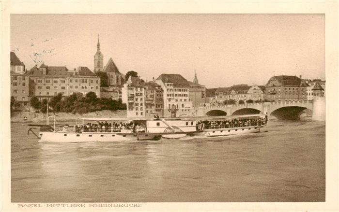 Dampfer Seitenrad Basel Mittlere Rheinbruecke
