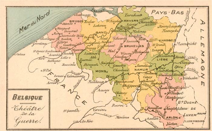 Belgien Belgium Belgie Karte Belgique Litho