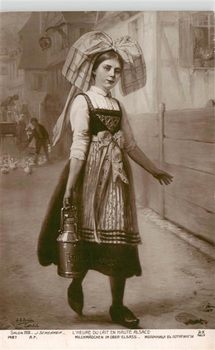 Verlag Salon de 1912 Nr. Nr. 1487 L Heure du lait en haute Alsace A.N.Paris