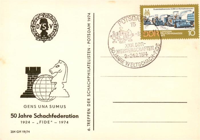 Schach Chess Echecs 50 Jahre Schachfederation Fide