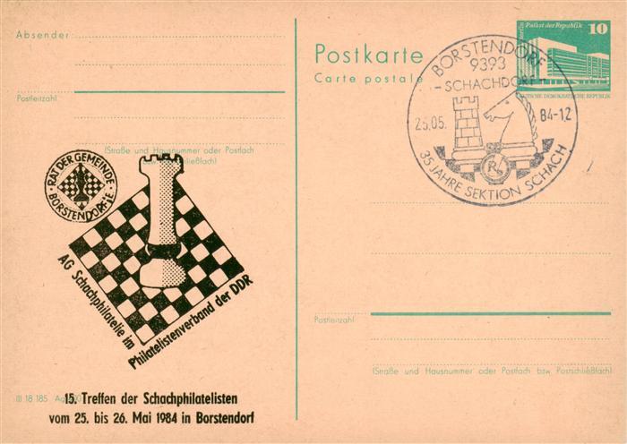 Schach Chess Echecs 15 Treffen  BorstendorfSchachphilatelisten