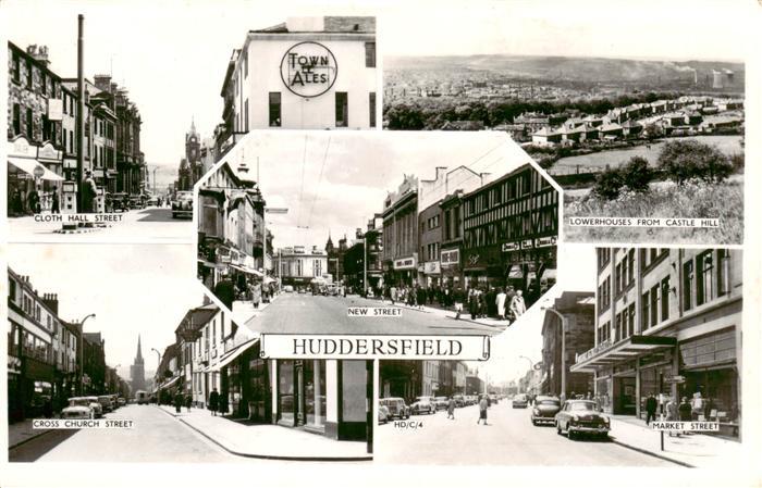 Huddersfield UK Cloth Hall Street Lowerhouses from Castle Hill New Street Cross