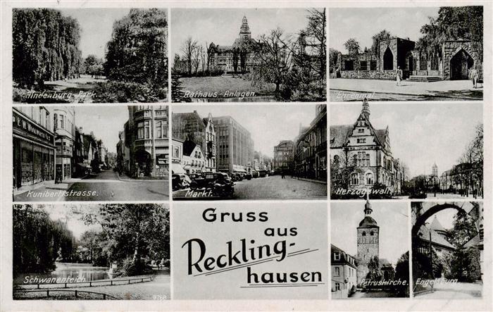 Recklinghausen  Westfalen Hindenburg Park Kunibertstrasse Schwanenteich Rathaus