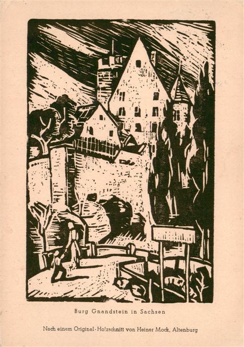 Altenburg  Thueringen Burg Gnandstein Orig Holzschnitt