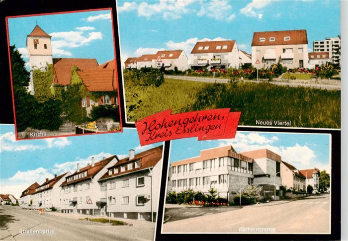 Hohengehren Baltmannsweiler BW Kirche Neues Viertel Strassenpartie Rathauspartie