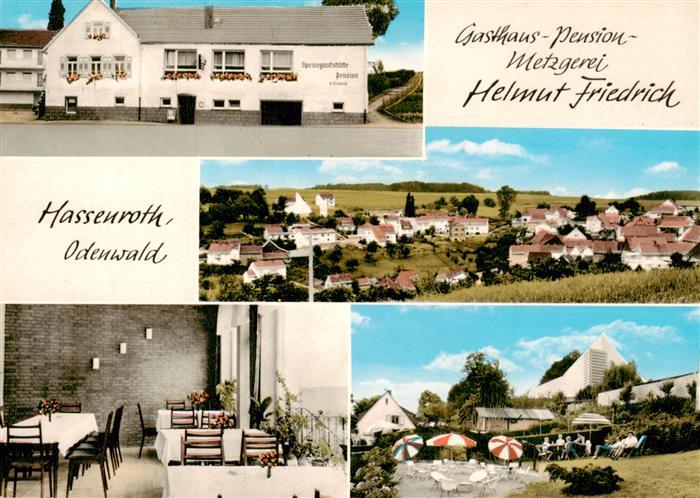 Hassenroth Hoechst  Odenwald Gasthaus Pension Metzgerei Friedrich Ortsansicht