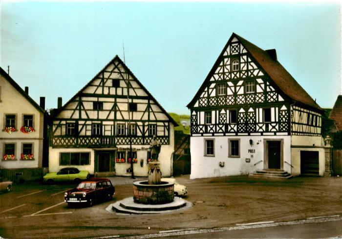 Geiselwind Fachwerkhaeuser Brunnen Gasthaus