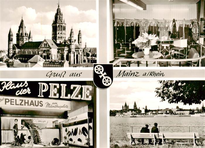Mainz  Rhein Haus der Pelze Partie am Rhein Dom