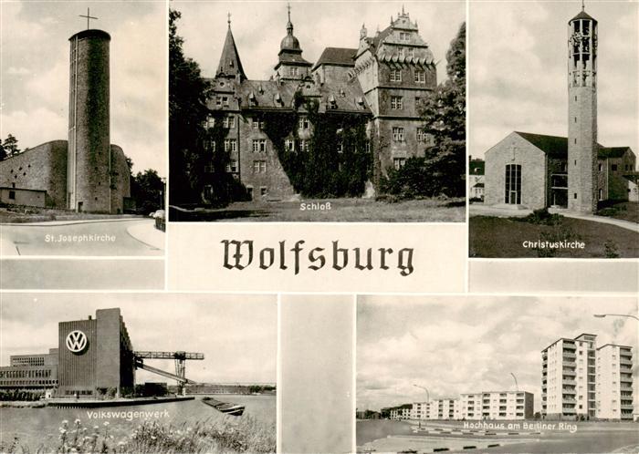 Wolfsburg St Josephskirche Schloss Christuskirche VW Werk Hochhaus am Berliner R