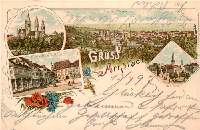 Arnstadt Ilm Stadtpanorama Liebfrauenkirche Markt Gallerie Das Ried Litho