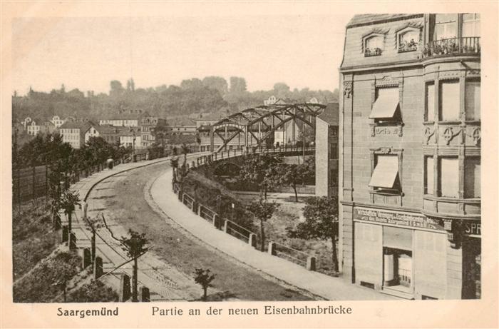 Saargemuend Sarreguemines 57 Moselle Partie an der neuen Eisenbahnbrücke