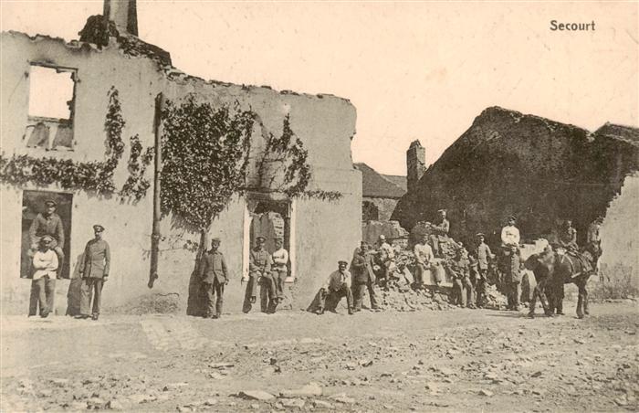 Secourt Unterhofen 57 Moselle Zerstoertes Dorf in WK1 Feldpost