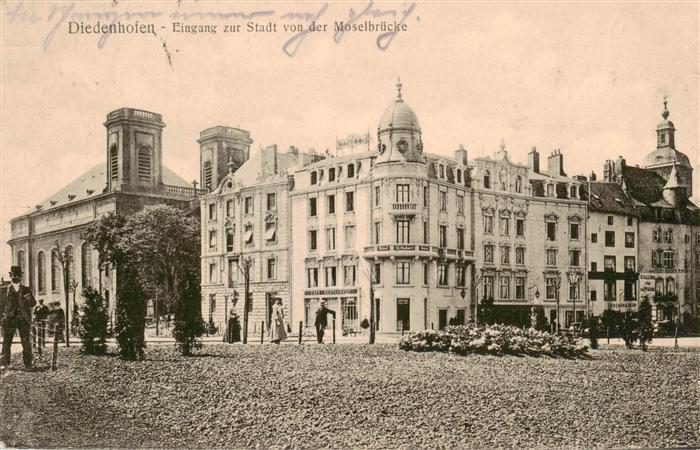 Diedenhofen Thionville 57 Moselle Stadteingang von der Moselbrücke Feldpo