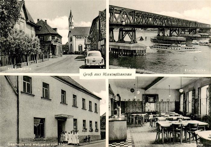 Maximiliansau Woerth am Rhein Strassenpartie Gasthaus Metzgerei zum Engel Gastra
