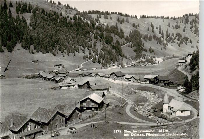 Steg Saminatal Liechtenstein Panorama mit Kulmen