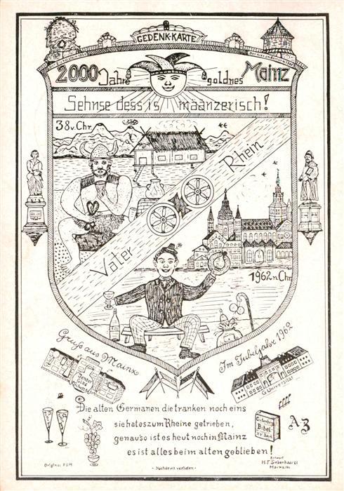 Mainz  Rhein Gedenkkarte 2000 Jahre goldnes Mainz