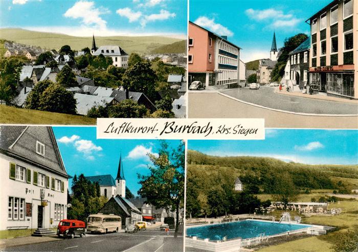 Burbach Siegerland Panorama Ortspartie Post Amt Freibad