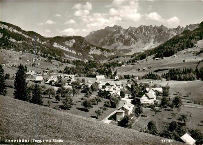 Ennetbuehl SG Panorama Blick gegen Saentis Appenzeller Alpen