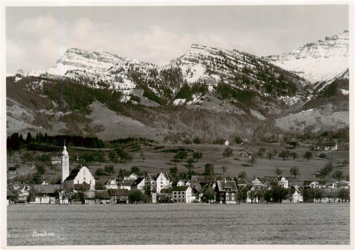 Benken SG Ortsansicht mit Kirche Alpen