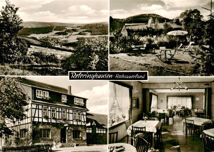 Referinghausen Landschaftspanorama Gasthof Pension Schmidt Gastraum Garten