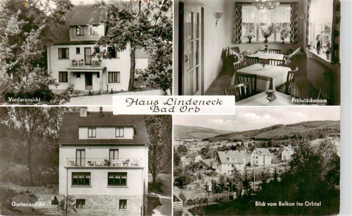 Bad Orb Haus Lindeneck Vorderansicht Fruehstuecksraum Gartenansicht Blick vom Ba
