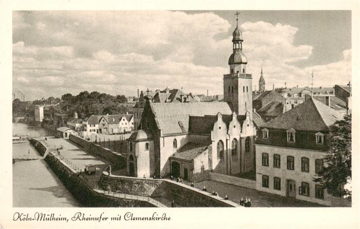 Muelheim  Koeln Rheinufer mit Clemenskirche