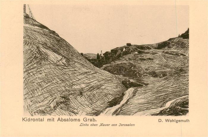 Kidrontal Gethsemane Gethsemani Israel mit Absaloms Grab Links die Mauer von Jer