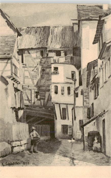 Esslingen  Neckar Altstadt Schoenleber Kuenstlerkarte