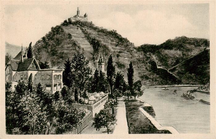 Braubach Rhein Fremdenheim Cafe Haus Rheingold am Rhein Kuenstlerkarte