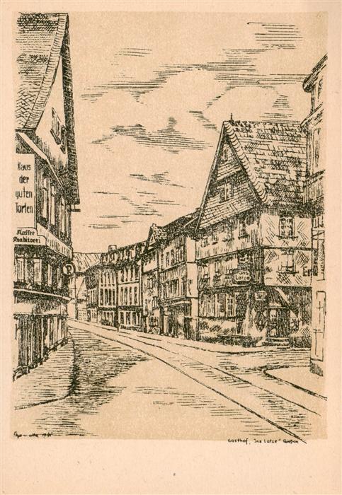 Giessen Lahn Gasthof Ins Lotse Zeichnung Kuenstlerkarte