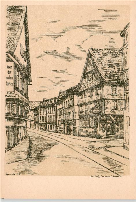 Giessen Lahn Gasthof Ins Lotse Zeichnung Kuenstlerkarte