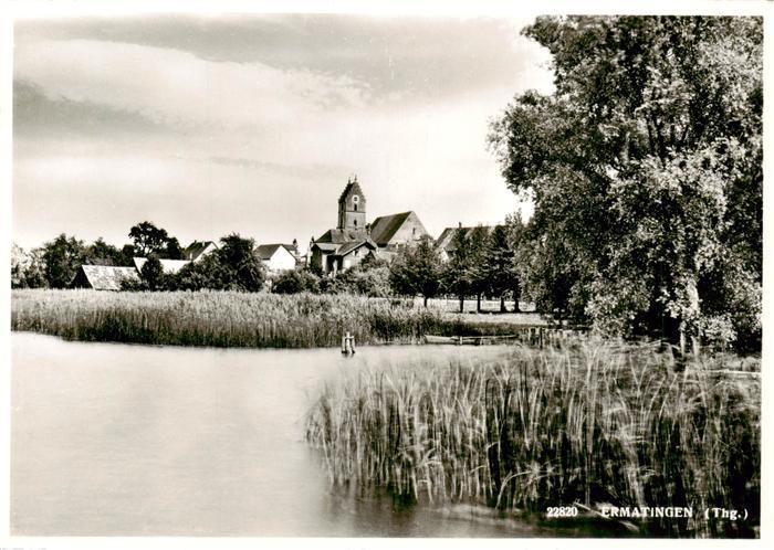 Ermatingen Untersee Uferpartie am See Blick zur Kirche