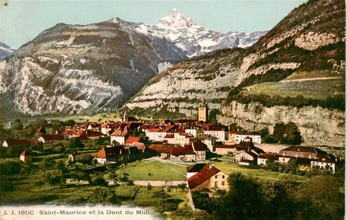 St Maurice  Valais VS et la Dent du Midi