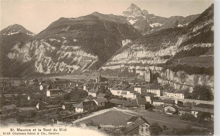 St Maurice  Valais VS et la Dent du Midi