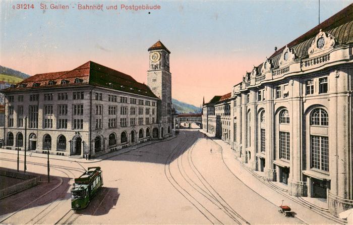 St Gallen SG Bahnhof und Postgebaeude