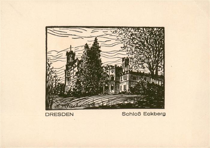 Dresden Elbe Schloss Eckberg Zeichnung