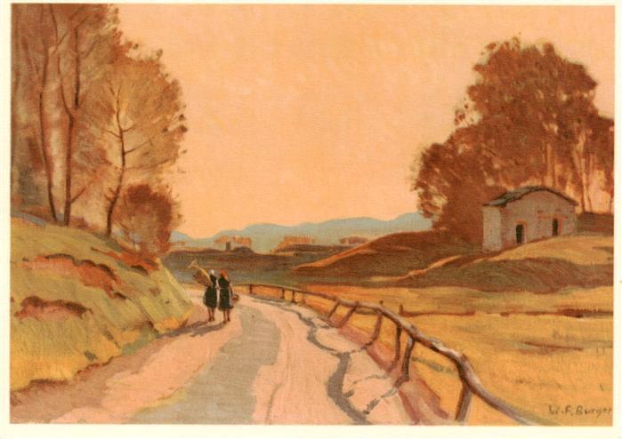 Rueschlikon ZH Herbstabend im Tessin Kuenstlerkarte