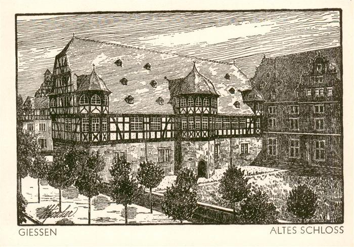 Giessen  Lahn Altes Schloss Kuenstlerkarte