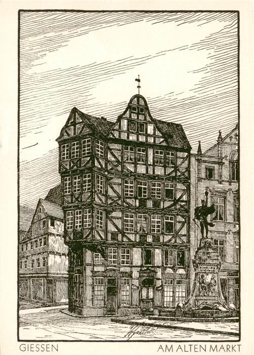 Giessen  Lahn Am Alten Markt Kuenstlerkarte