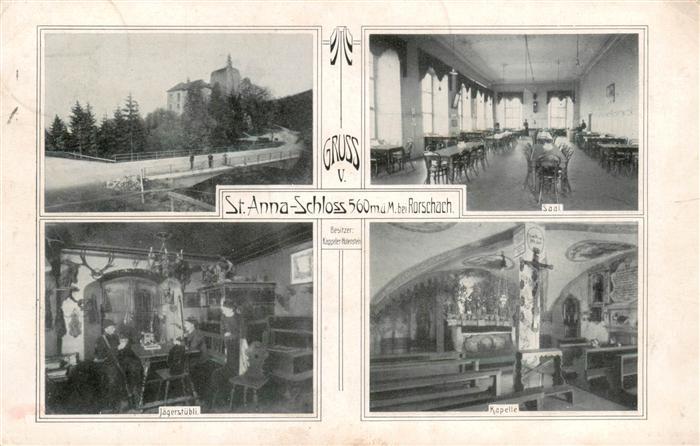 Rorschach Bodensee SG St. Anna Schloss Saal Jaegerstuebli Kapelle