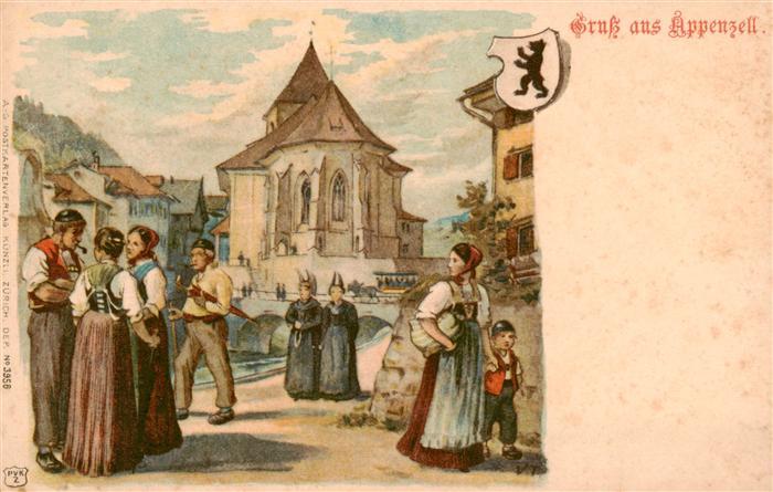 Appenzell IR Dorfpartie Kuenstlerkarte