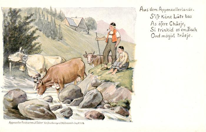Appenzeller Land IR Kuehe mit Kuhhirten